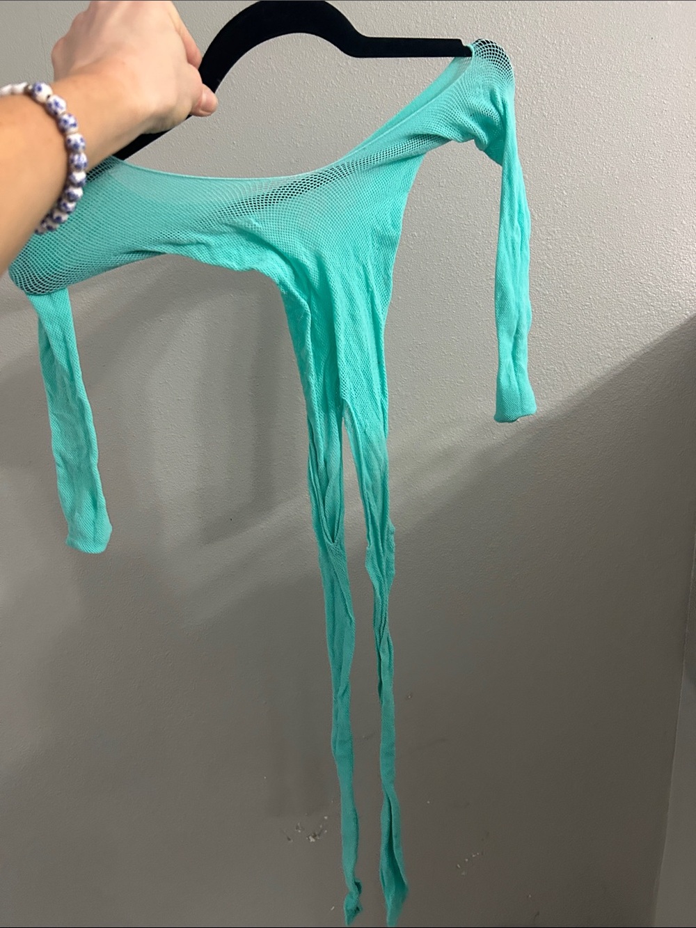 Aqua Mesh Long-Tie Crop Top